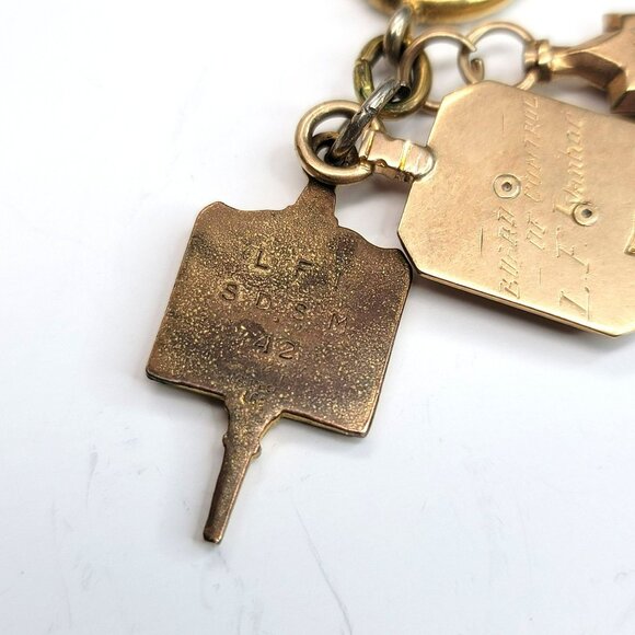 Vintage 10k Gold Fraternal and Ivanhoe Mining Charms Keychain Set 1942 CT32 - Picture 9 of 9